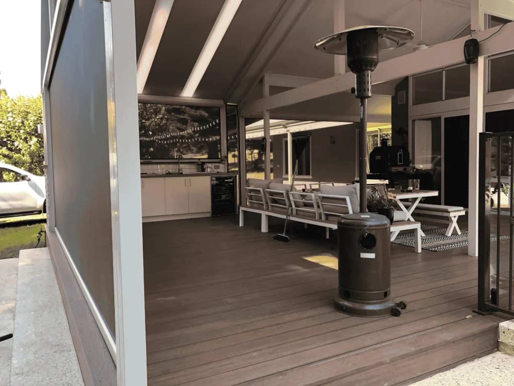 Custom cut outdoor blinds installed in a perth home